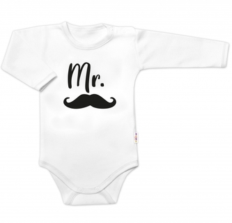Body dl. rukáv Mr., bavlna Baby Nellys, bílo/černé, vel. 62; 62 (2-3m)