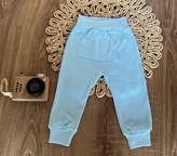 Tepláky s kapsami, bavlna Mamatti, Dino park - modré; 56 (1-2m)