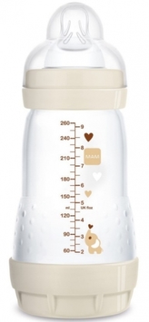 Antikoliková lahvička MAM Perfect Start,  Zvířátka, 260 ml, smetanová