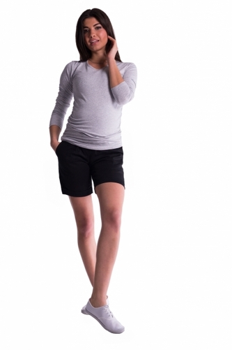 Be MaaMaa Těhotenské kraťasy s elastickým pásem - černé, vel. XXXL; XXXL (46)