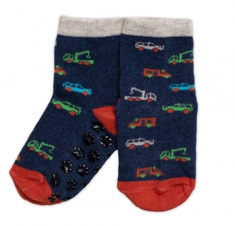 Dětské ponožky s ABS Auta - granát, vel. 27/30; 27-30