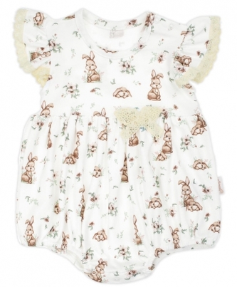 Body s nohavičkami, bavlna, Nicol, Bunny - krátký rukáv, krémová; 56 (1-2m)