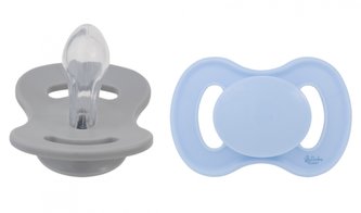 Šidítko, dudlík, silikon, symetrický, 2ks, Lullaby Planet, 0-6m, modrá/šedá
