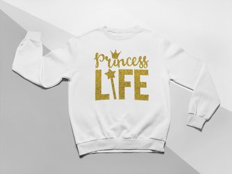 KIDSBEE Moderní dětská dívčí mikina Princess Life - bílá, vel. 122; 122 (6-7r)