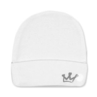 Baby Nellys Novorozenecká čepička, Little prince - bílá; 56/62 (0-3m)