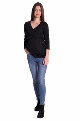 Be MaaMaa Zavinovací těhotenské triko/tunika - černá, vel. L; L (40)