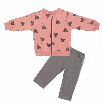 Mamatti Dětská tepláková souprava zapínání na zip New minnie - pudrová/šedá, vel. 98; 98 (2-3r)