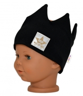 Baby Nellys Hand Made Bavlněná čelenka - dvouvrstvá, Korunka - černá, 80/98