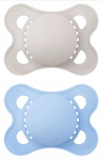 Ortodontický silikonový dudlík MAM, Original Boy 2-6 m, modrá/šedá, 2 ks