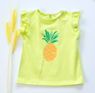 K-Baby Dětské bavlněné triko, krátký rukáv - Ananas - limetka ; 68 (3-6m)