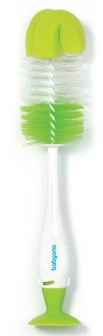 Kartáč k mytí lahviček s přísavkou - zelený