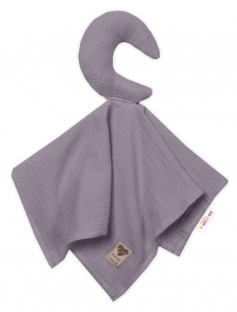 Baby Nellys Mušelínový mazlíček, přítulníček Měsíček, šedý Baby Nellys Mušelínový mazlíček, přítulníček Měsíček, šedý