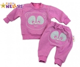 Tepláková souprava Baby Nellys - Medvídek - růžový melír, vel. 80; 80 (9-12m)