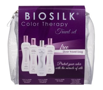 Farouk Systems Biosilk Color Therapy šampon 67 ml + kondicionér 67 ml + sérum na vlasy Biosilk Silk Therapy Silk 67 ml + sérum na vlasy Lock & Protect Treatment 67 ml + kosmetická taška