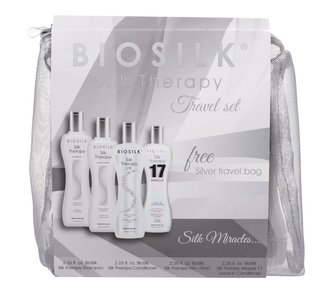 Farouk Systems Biosilk Silk Therapy šampon 67 ml + kondicionér 67 ml + sérum na vlasy Silk Therapy Lite 67 ml + bezoplachový kondicionér 17 Miracle 67 ml + kosmetická taška