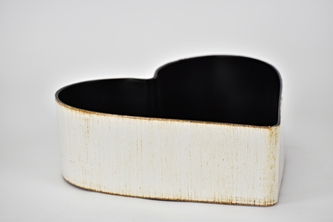 Plastový květináč srdce béžový s patinou, lesklý, 7,5x20x22 cm
