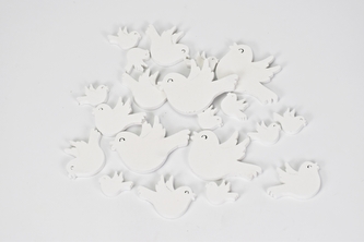 Dřevěný ptáček bílý, sada 20 ks