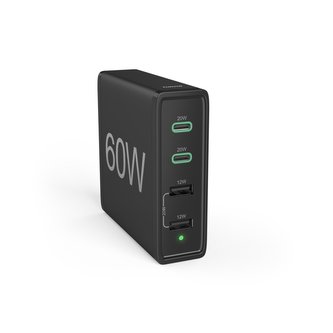 HAMA rychlá stolní USB nabíječka se stojánkem, 2x USB-C PD/QC, 2x USB-A, 60 W