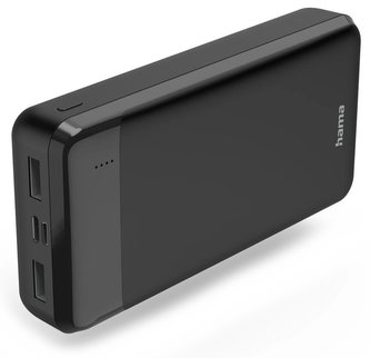 HAMA powerbanka Eco Power 20, 20000 mAh, 2 A, 2 výstupy: 2x USB-A, vstup micro USB/USB-C, černá