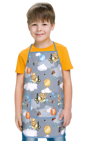 Dětská zástěrka - medvídek v letadle - 47 x 60 cm, pro děti ve věku 5 - 8 let