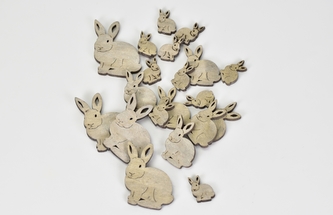 Dřevěný zajíc šedý, sada 20 ks