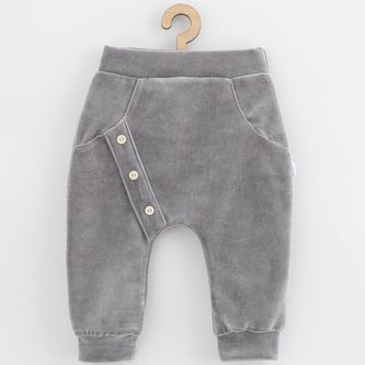 Kojenecké semiškové tepláčky New Baby Suede clothes šedá - velikost 68 (4-6m)