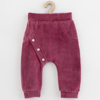Kojenecké semiškové tepláčky New Baby Suede clothes růžovo fialová - velikost 62 (3-6m)