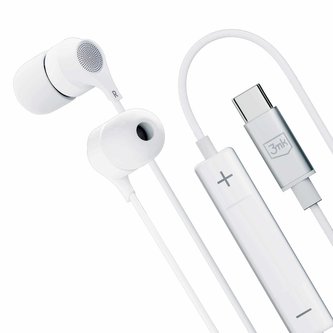 3mk stereo sluchátka USB-C, bílá