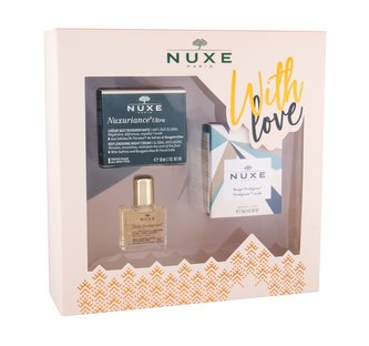 NUXE Nuxuriance Ultra noční pleťová péče 50 ml + suchý olej Huile Prodigieuse Multi Purpose Dry Oil 10 ml + vonná svíčka 70 g