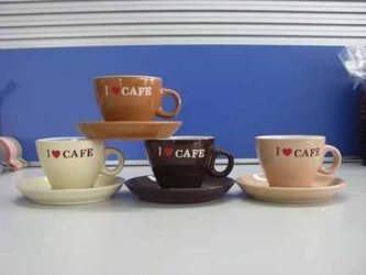 SHARK Šálek s podšálkem keramický I love cafe 4ks