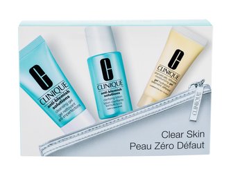 Clinique Anti-Blemish Solutions čisticí gel 30 ml + pleťová voda 30 ml + denní pleťová péče Dramatically Different Moisturizing Gel 15 ml + kosmetická taštička