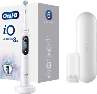 Oral-B iO Series 8 White Alabaster elektrický zubní kartáček, magnetický, 6 režimů, časovač, tlakový senzor, pouzdro Oral-B iO Series 8 White Alabaster elektrický zubní kartáček, magnetický, 6 režimů, časovač, tlakový senzor, pouzdro