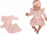 Z&Z 3-dílná žebrovaná soupravička body, suknička a čelenka, růžová, vel. 62; 62 (2-3m)