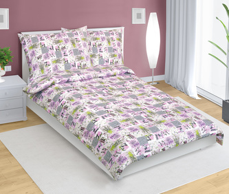 Povlečení bavlněné - patchwork lila - 140x220, 70x90 cm