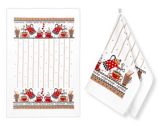 Kuchyňská utěrka 1ks - latte - červená, béžová - 40x60 cm