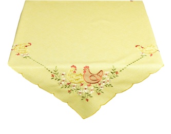 Ubrus velikonoční, Slepičky, žlutý 85 x 85 cm