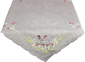 Ubrus velikonoční, Slepičky, šedý 85 x 85 cm