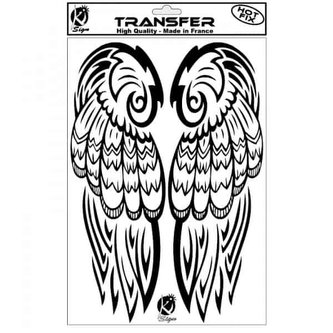 Samolepka na textil, zažehlovací, motiv AILES d´ANGE 2-křídla2, černá