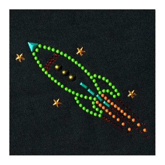 Samolepka na textil zažehlovací štrasová FUSEE- raketa