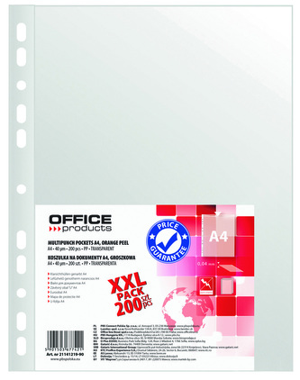 Office Products prospektové obaly, A4, PP, 40 μm, matné, transparentní