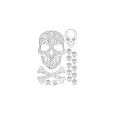 Samolepka na textil, zažehlovací, motiv TETE de MORT-lebky, stříbrná