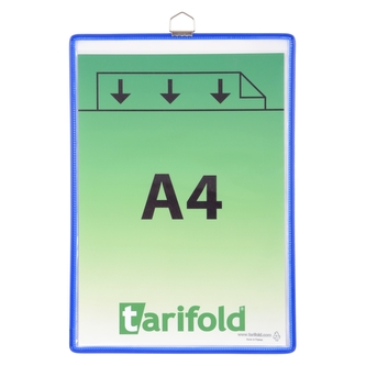 Závěsná prezentační kapsa, modrá, A4, kovový rámeček s okem na zavěšení, DJOIS