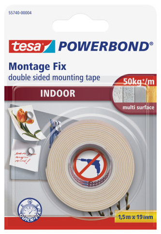 Lepicí páska "Powerbond 55740", oboustranná, pro interiér, 19 mm x 1,5m, TESA
