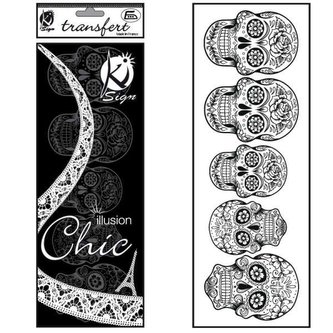 Samolepka na textil sametová, zažehlovací,motiv SKULLS- lebky