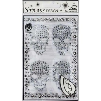 Samolepka na textil zažehlovací štrasová TETES DE MORT crystal- lebky krystal