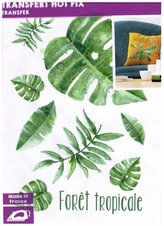 Samolepka na textil, zažehlovací, 19x28 cm, motiv FEUILLES TROPICALES,LISTY, barevná