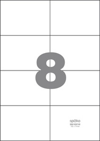 Spoko samolepicí etikety, 105 x 74 mm, papír/A4, bílé