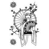 Samolepka na textil, zažehlovací, motiv MANGA, černá