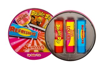 Swizzels Lip Balm Trio balzám na rty 3 x 4 g + plechová dóza