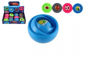 Míček 3D hlavolam antistresový plast 5cm 4 barvy v sáčku 12ks v boxu